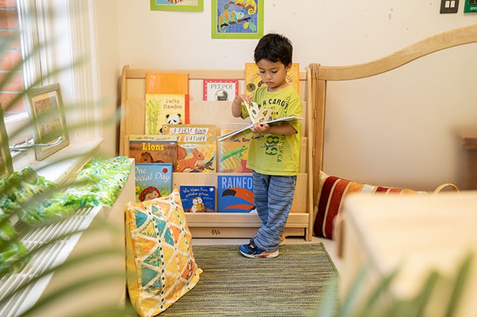 boy in book corner