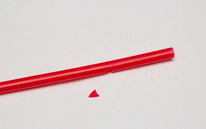 straw for blowing bubbles with notch cut out