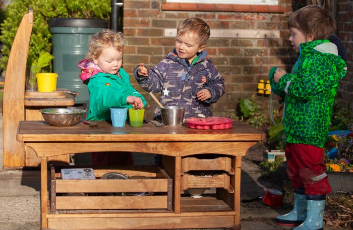 Mud kitchen on hard play surface