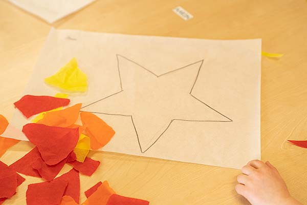 black star outline on paper