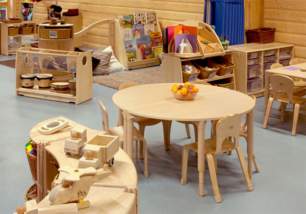 a classroom set up with roomscapes furniture
