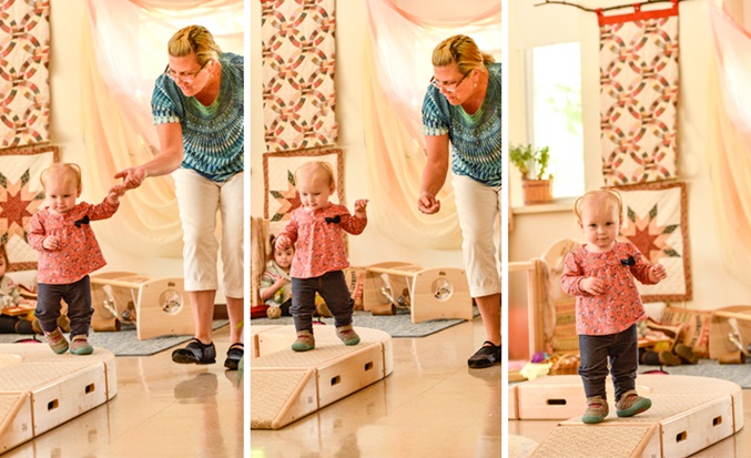 teacher assisting child on ToddleBoxes