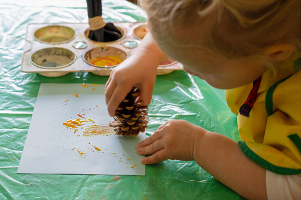 printing with paint and natural objects