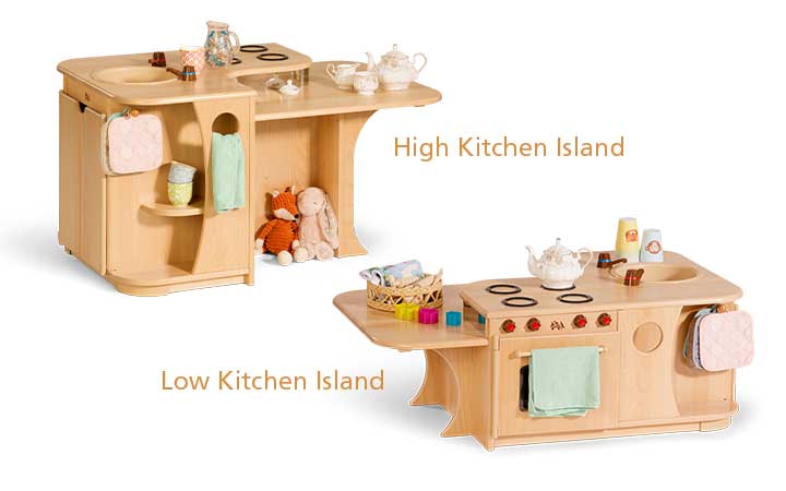 Solid wood kitchen islands for role play