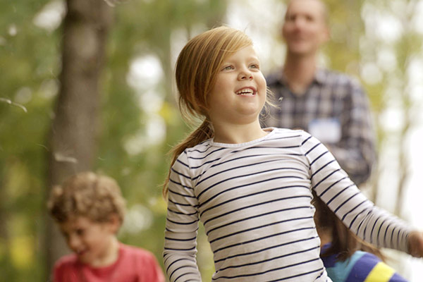 boy and girl running