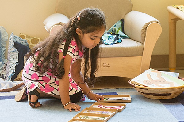 Girl playing in a wabi sabi environment