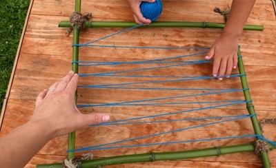 natural loom ready for weaving