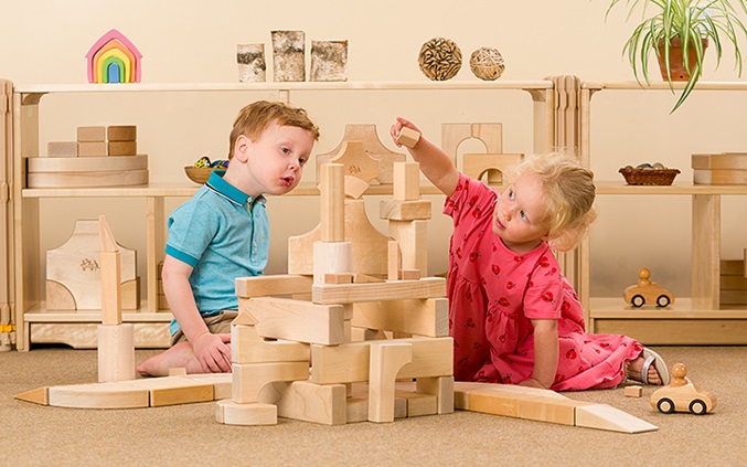 Kids building block tower