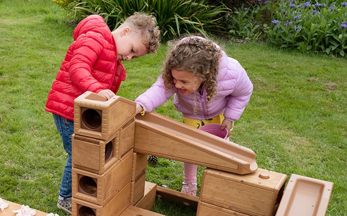 Kids building with Outlast ramps