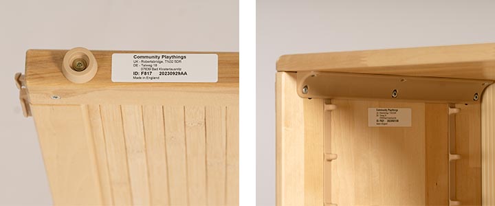 A panel and a shelf with the product ID code label in view