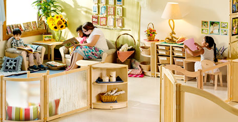 Panorama of a EYFS classroom set up with Roomscapes furniture