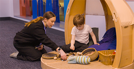 Child and teacher in a calm corner