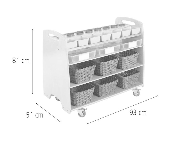 H572 Help yourself trolley with Baskets dimensions