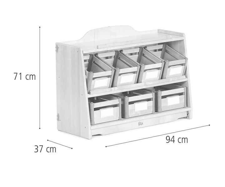 H585 Craft shelf 3 w/ Carry crates dimensions