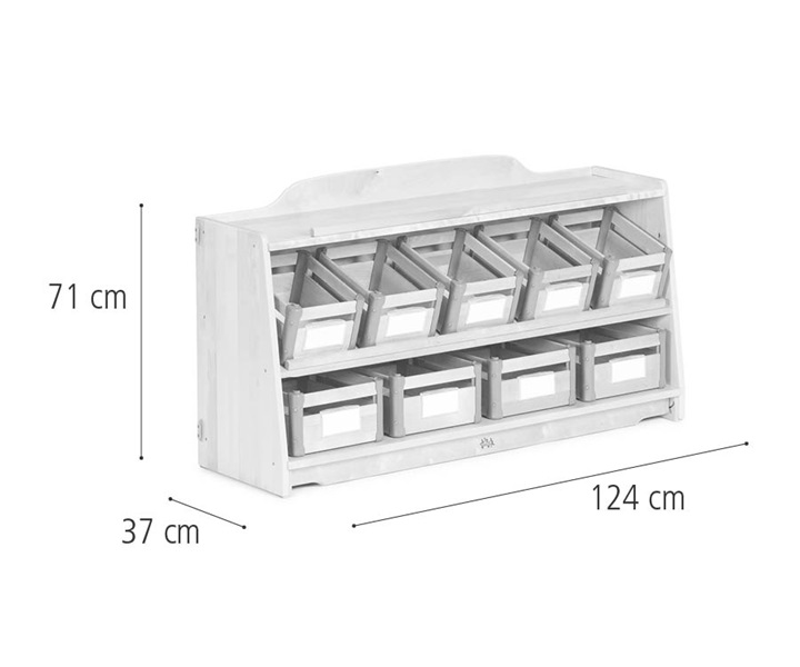 H586 Craft shelf 4 w/ Carry crates dimensions