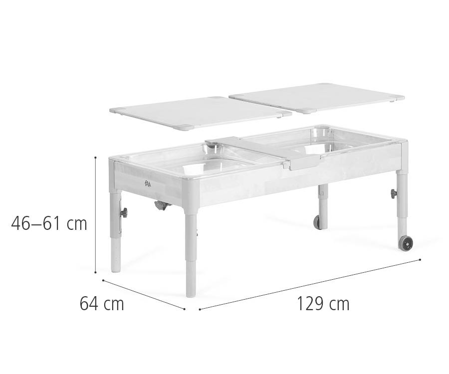 Large double sand and water table, clear dimensions