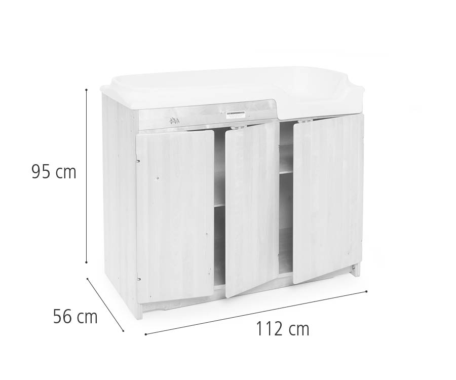 G248 Changing table with storage dimensions