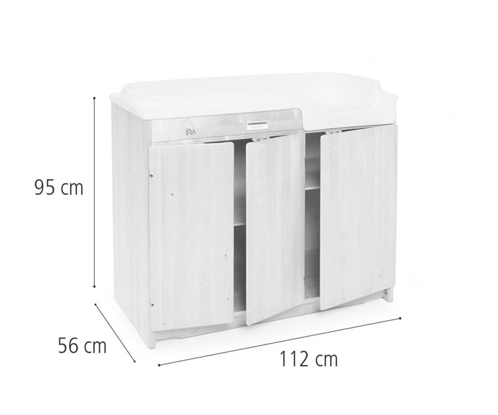 G248 Changing table with storage dimensions