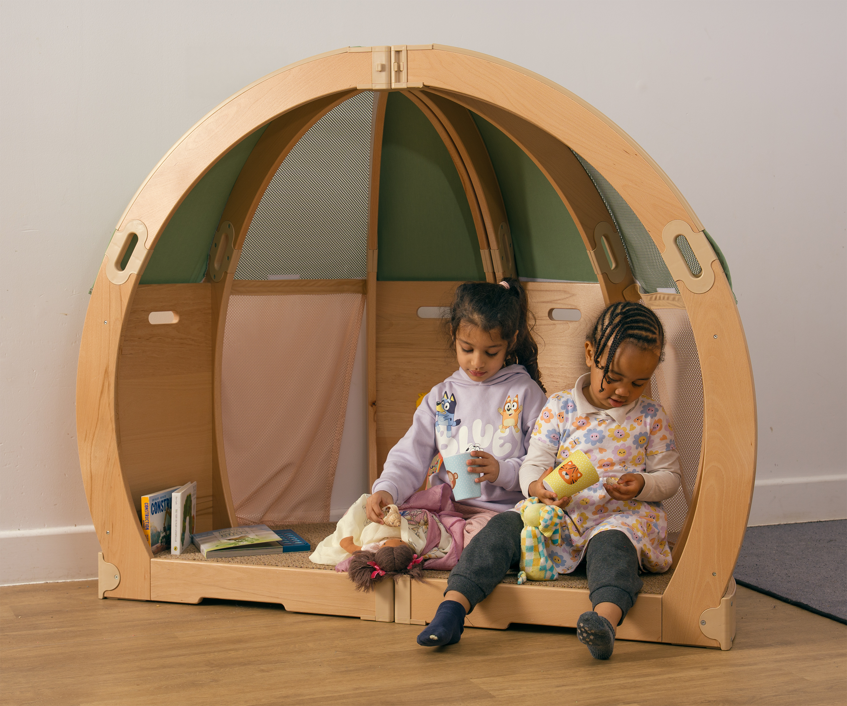 Children having fun with play equipment