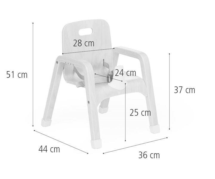 J424 25 cm Mealtime chair dimensions