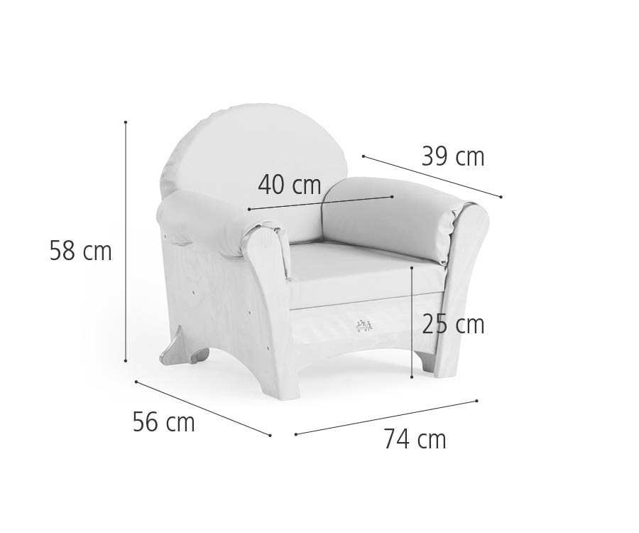 J640 Child's Armchair, Beige dimensions