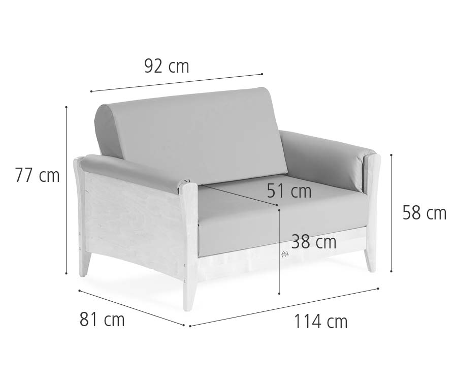 Dimensions of J935 Nursery sofa