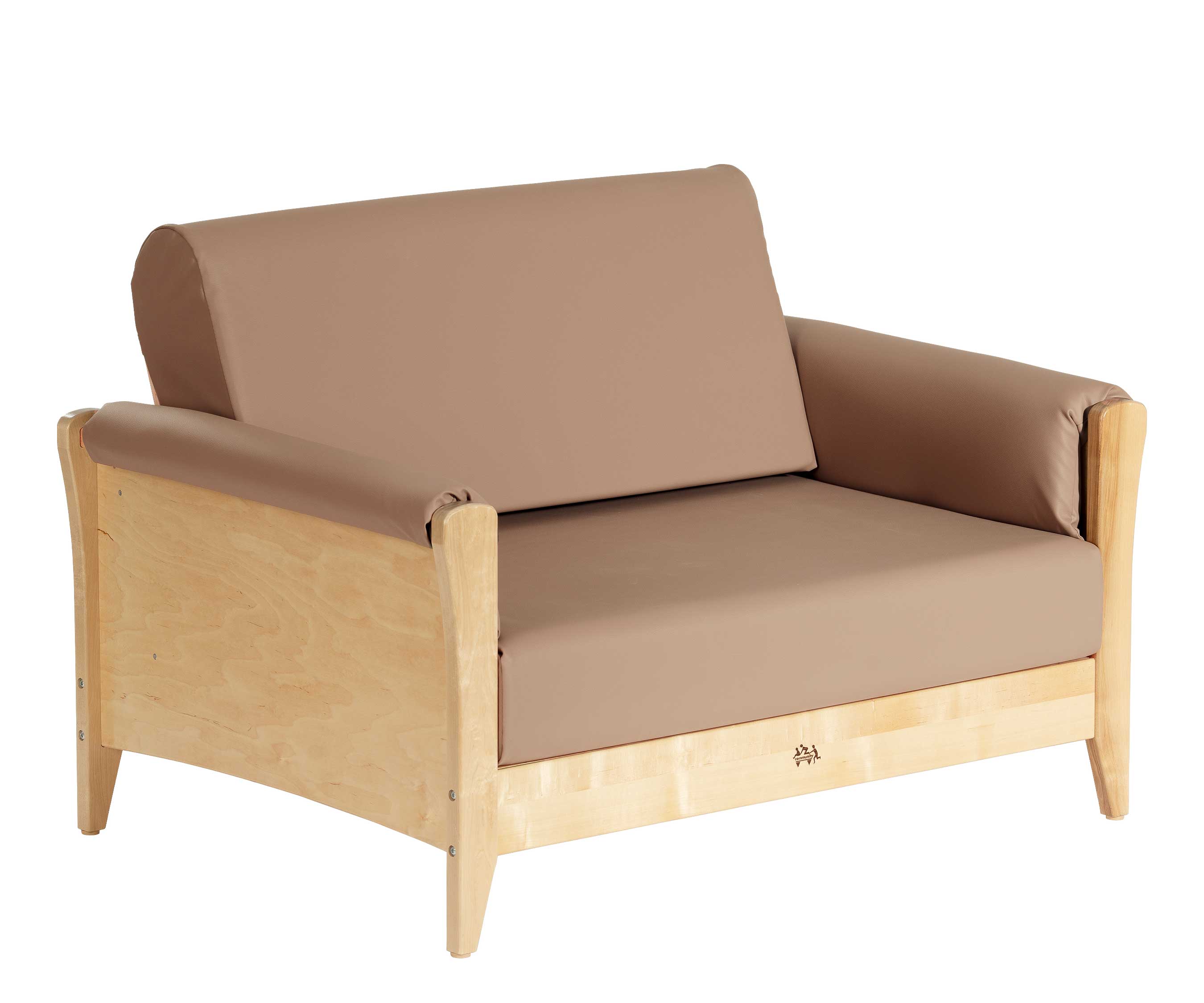 Nursery sofa, mocha-coloured, no props