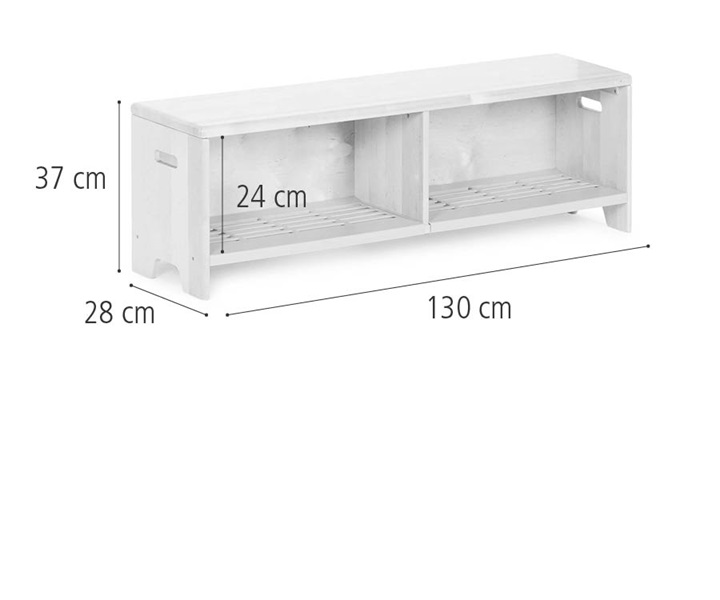 High cloakroom bench 130 cm dimensions