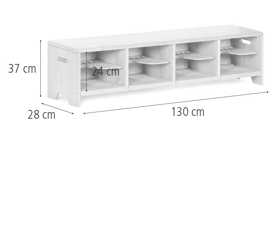 Premium cloakroom bench, 130 cm dimensions