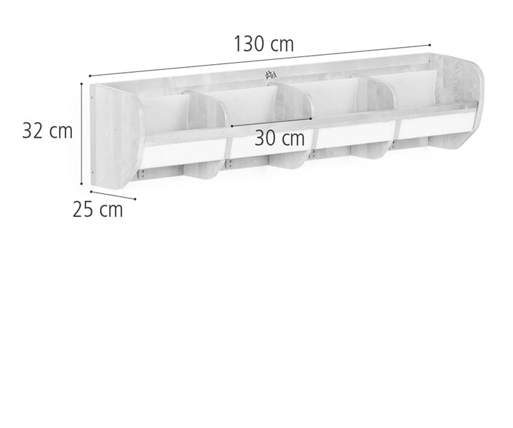Dimensions of Premium wall cubbies with hooks 4, 130 cm