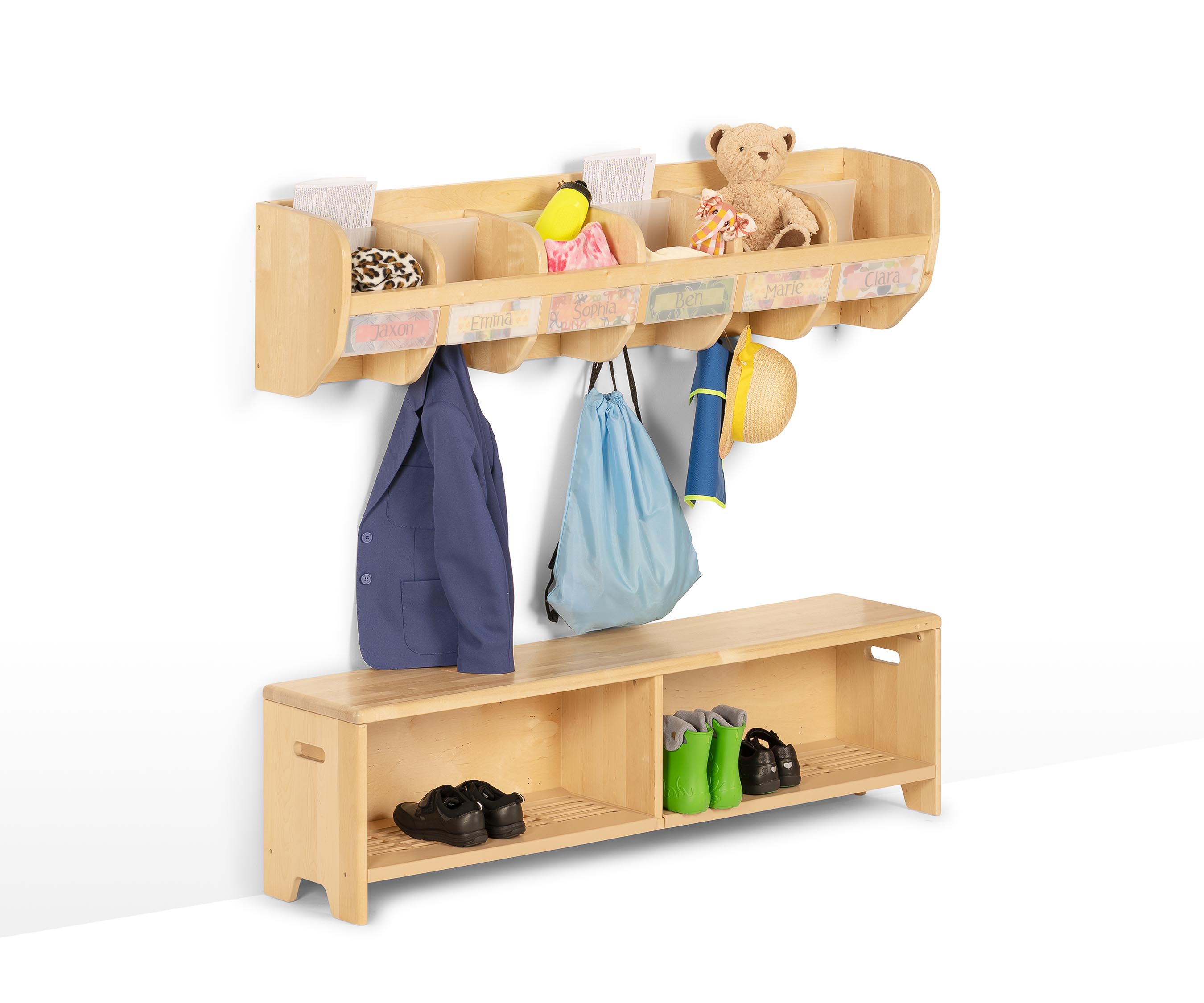 Cubby coat hook store and storage unit