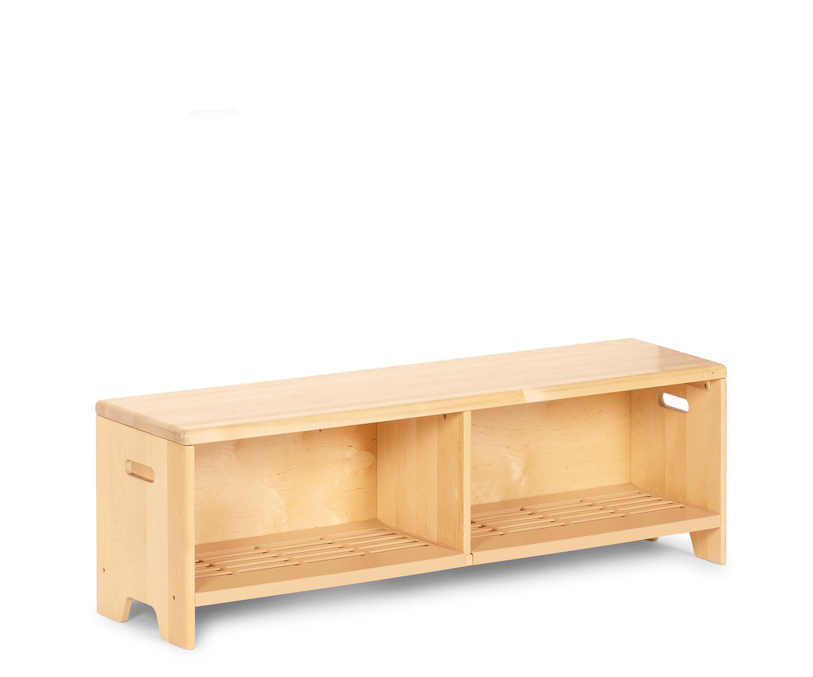 High cloakroom storage bench 124 cm