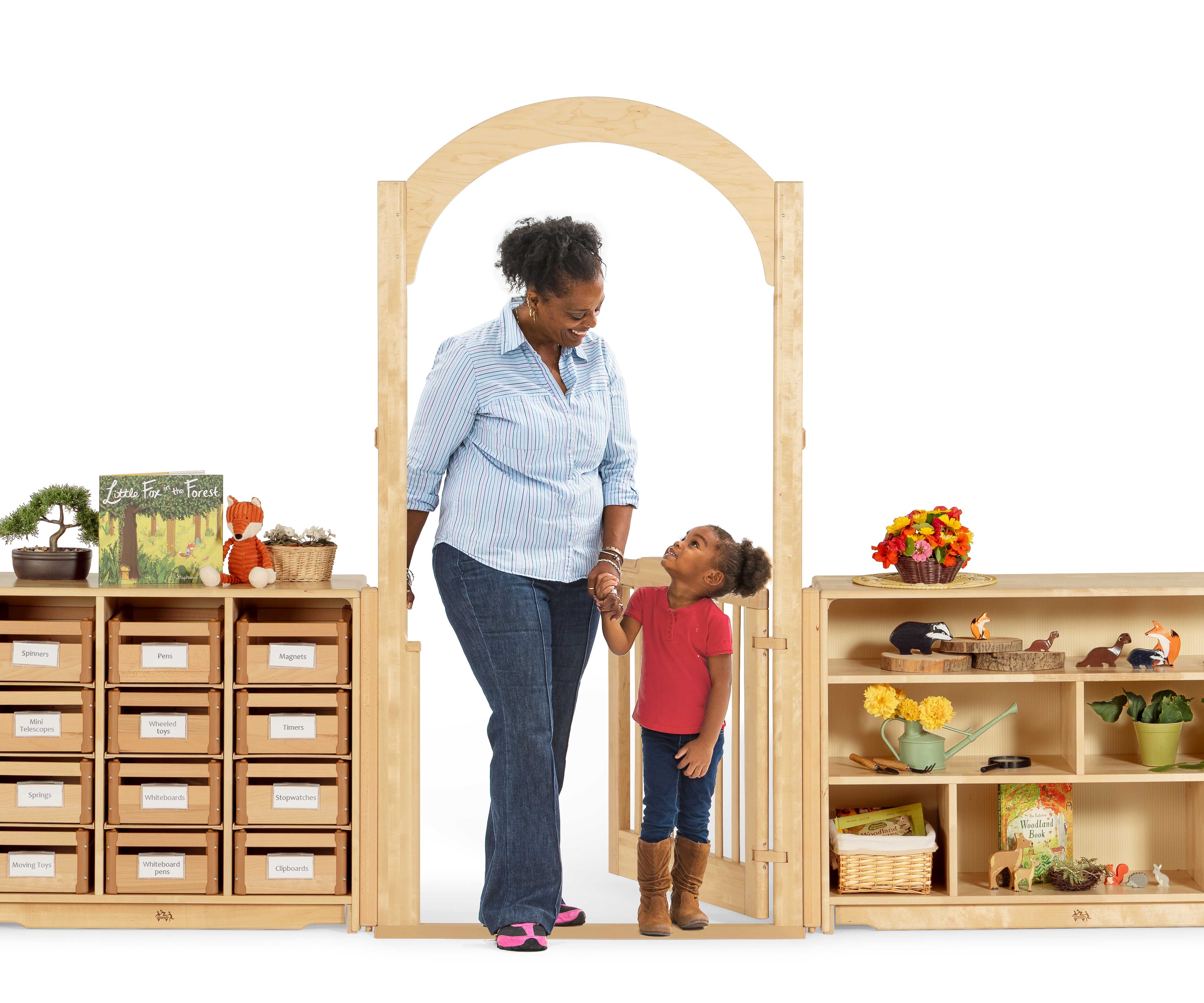 Entry with teacher and child