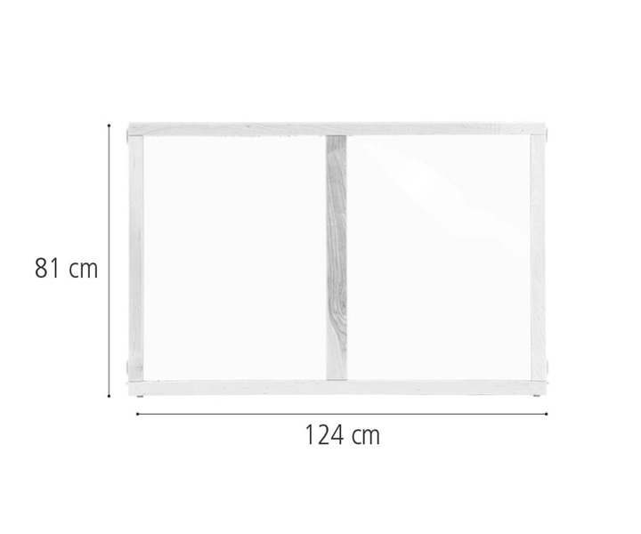 F727 Clear panel, 124 x 81 cm dimensions