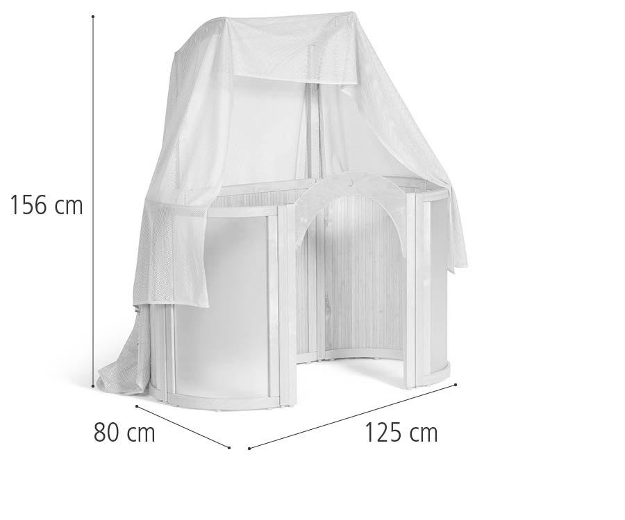 Solid wood play-house style den with mesh fabric roof