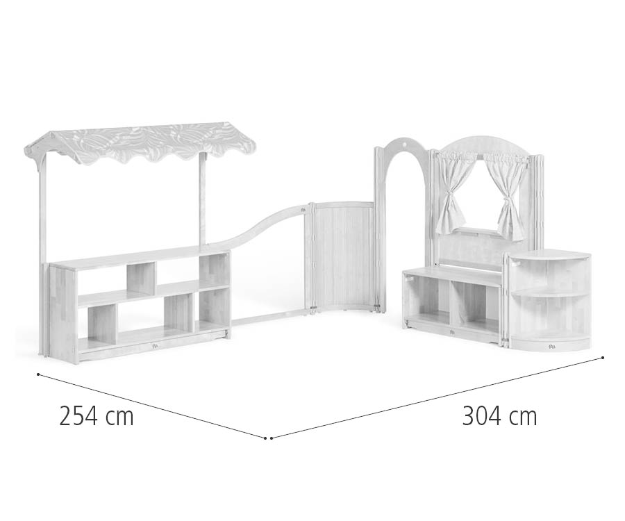 Classroom role play corner measuring 304 by 254 cm