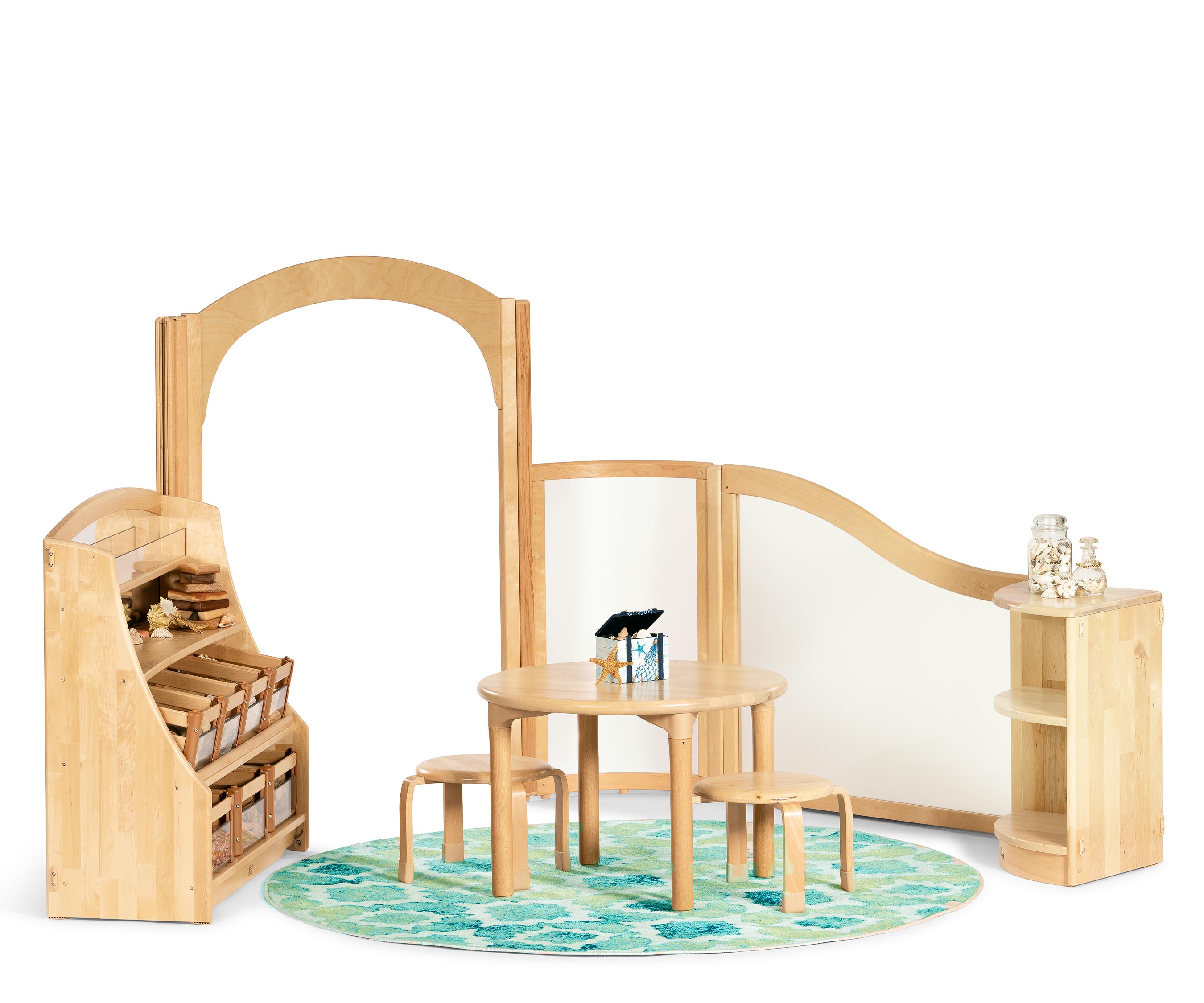Solid wood EYFS area corner for role play or science.