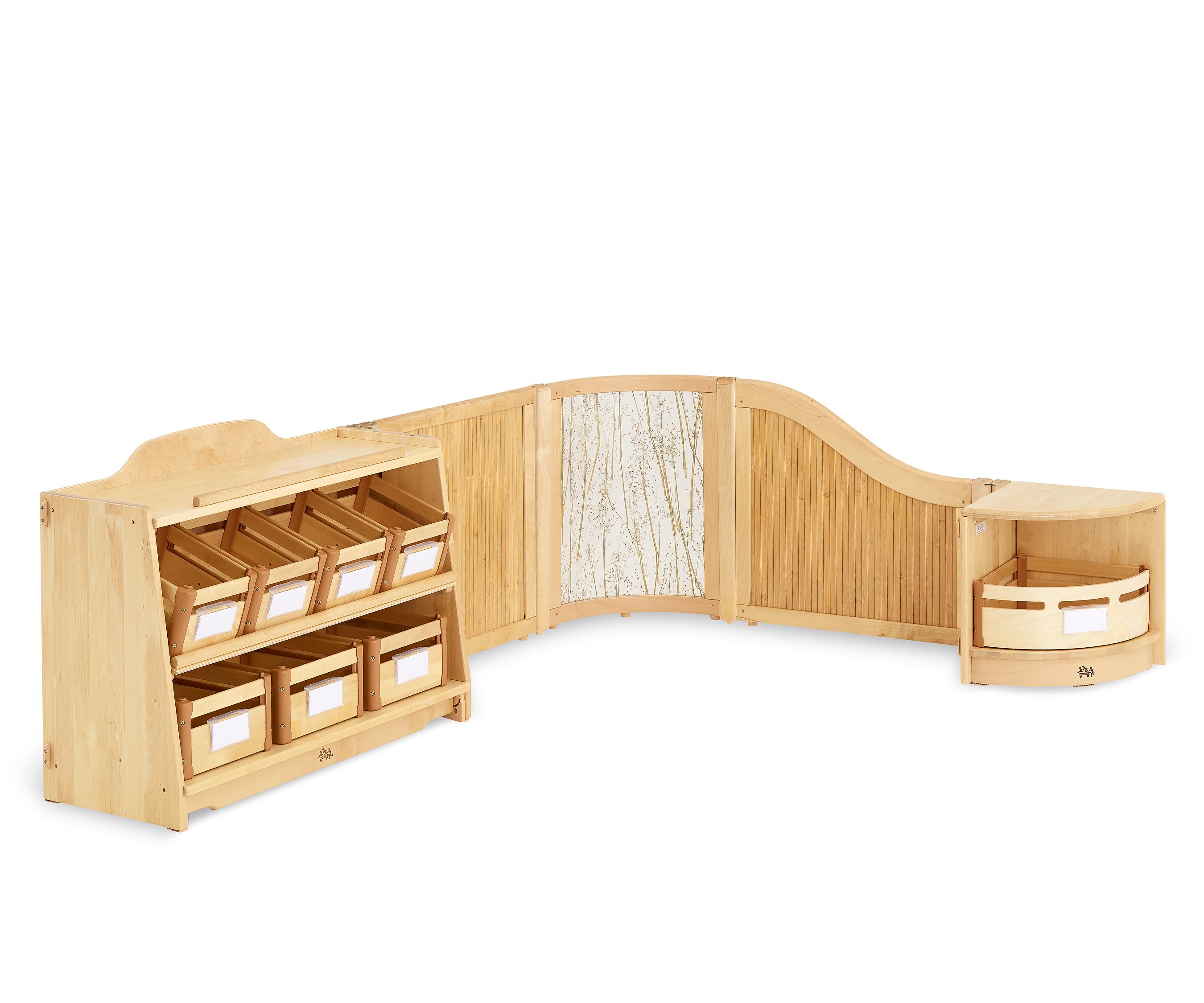 Sensory area or book with storage shelves for Montessori, Reggio or EYFS classroom.