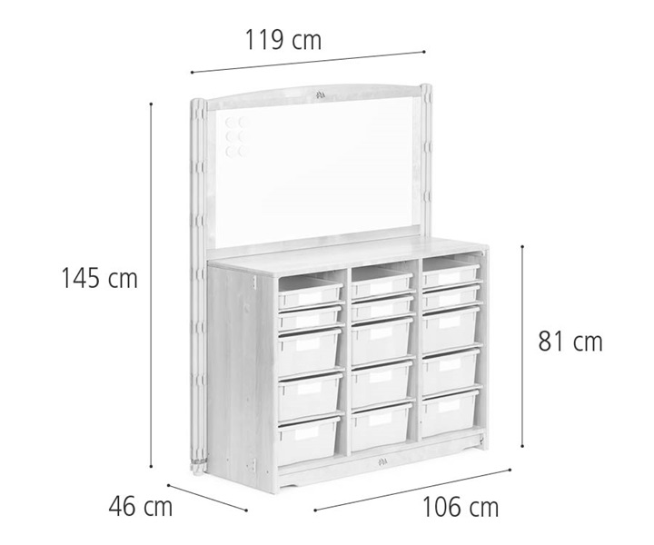 Tray unit, 106 x 81 cm w/Trays,Panel,Posts dimensions