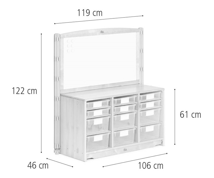 Tray unit, 106 x 61 cm w/Trays, Panel, Posts dimensions