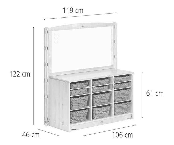 Tray unit, 106 x 61 cm w/Trays, Panel, Posts dimensions