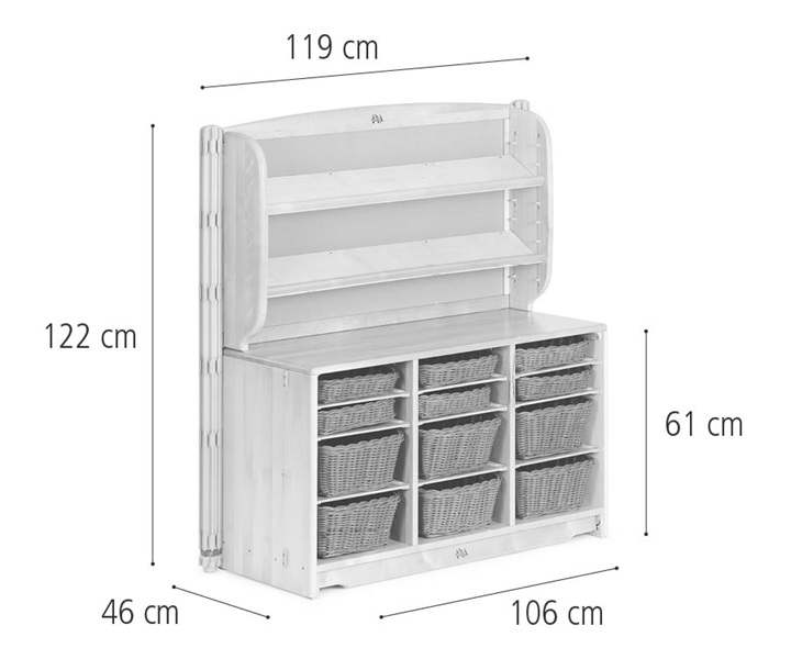 Tray unit, 106 x 61 cm w/Trays, Display unit, Posts dimensions