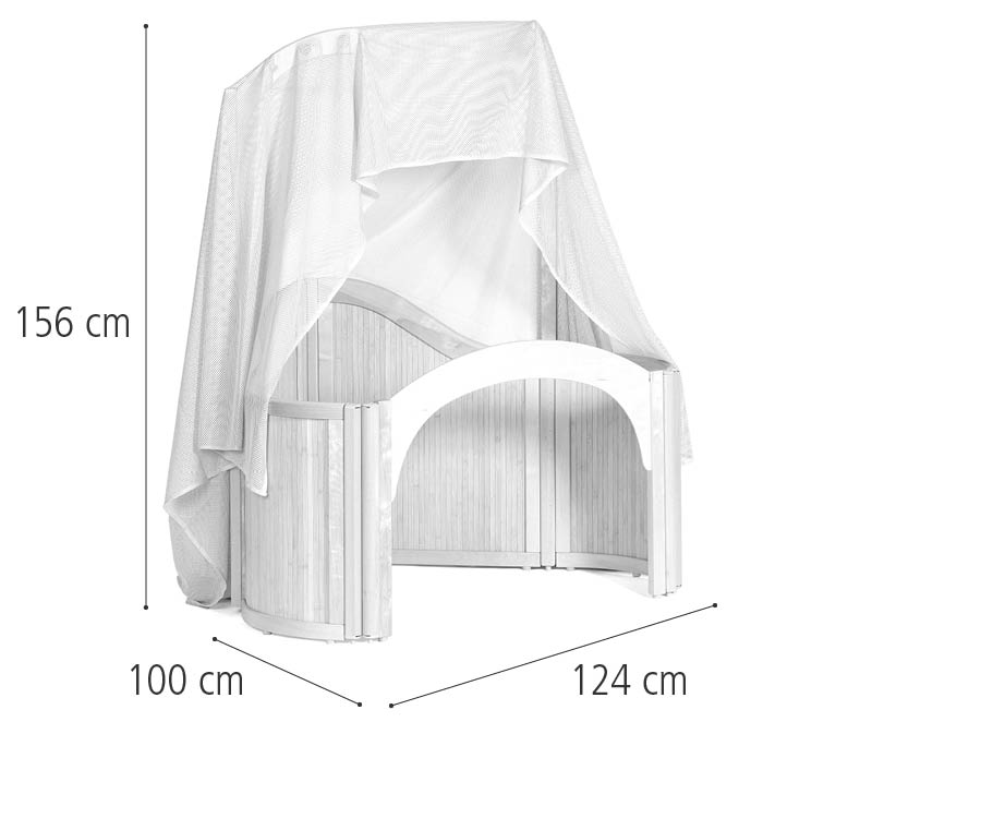 A solid wood child's den that measures 100 by 124 centimetres.