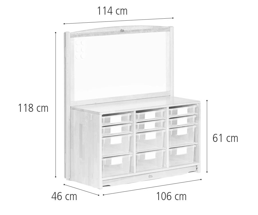 Tray unit, 106 x 61 cm w/Trays, Panel, Posts dimensions