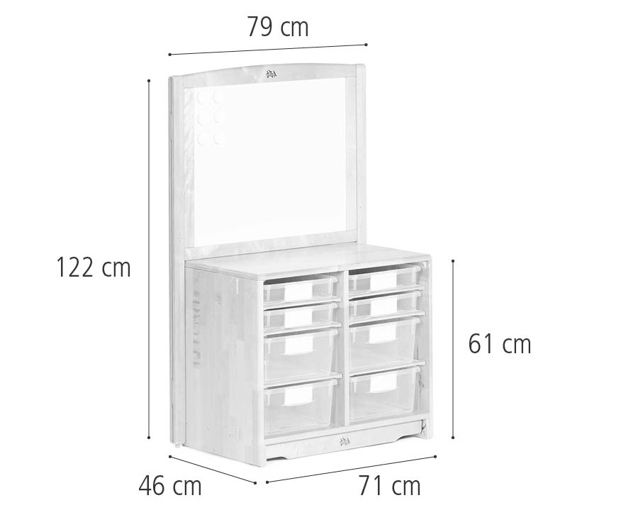 Tray unit, 71 x 61 cm w/trays, panel and posts dimensions