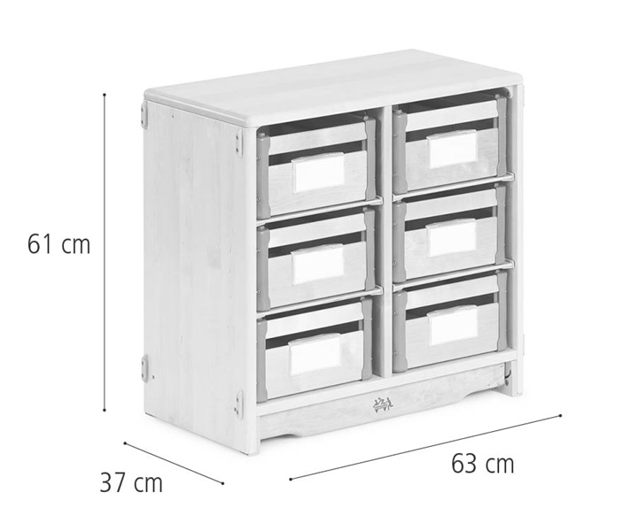 F553 Tote shelf, 63 x 61 cm w/Carry crates dimensions