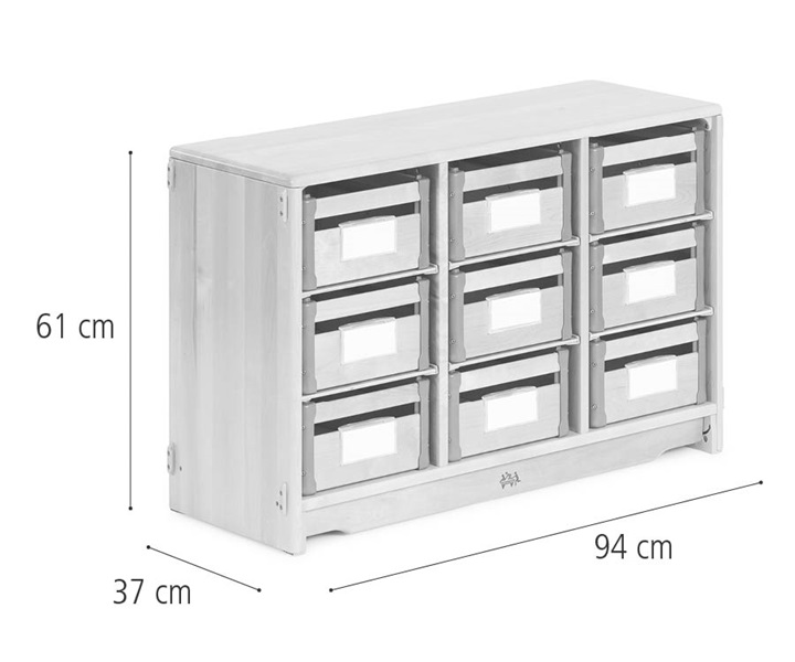 F554 Tote shelf, 94 x 61 cm w/Carry crates dimensions