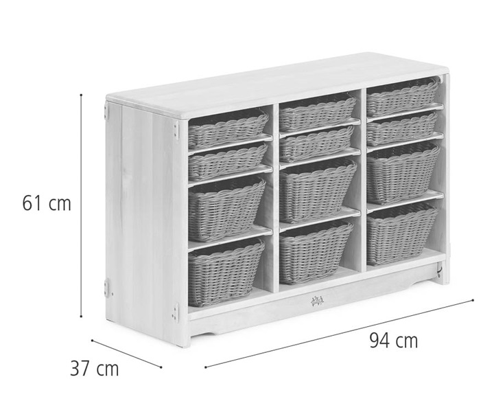 Tote shelf, 94 x 61 cm w/Totes dimensions