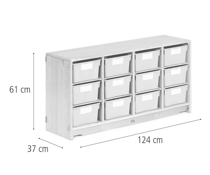 Tote shelf, 124 x 61 cm w/Deep totes dimensions