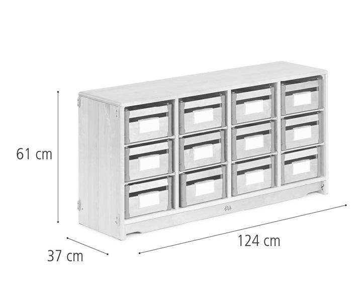 F567 Tote shelf, 124 x 61 cm w/Carry crates dimensions